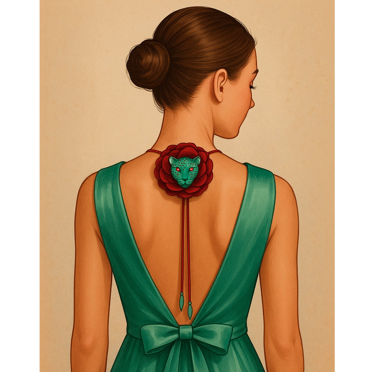 Collar CORBATA BOLO con Lord Torrenuevo GRANATE - TURQUESA