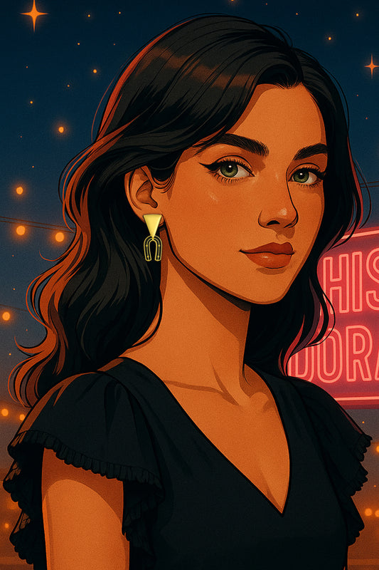 Pendiente CHISPA DORADA negra