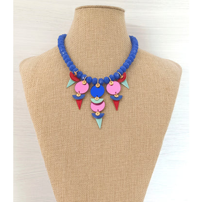 Collar GEOMETRÍA azul, rojo y rosa