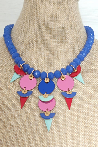 Collar GEOMETRÍA azul, rojo y rosa