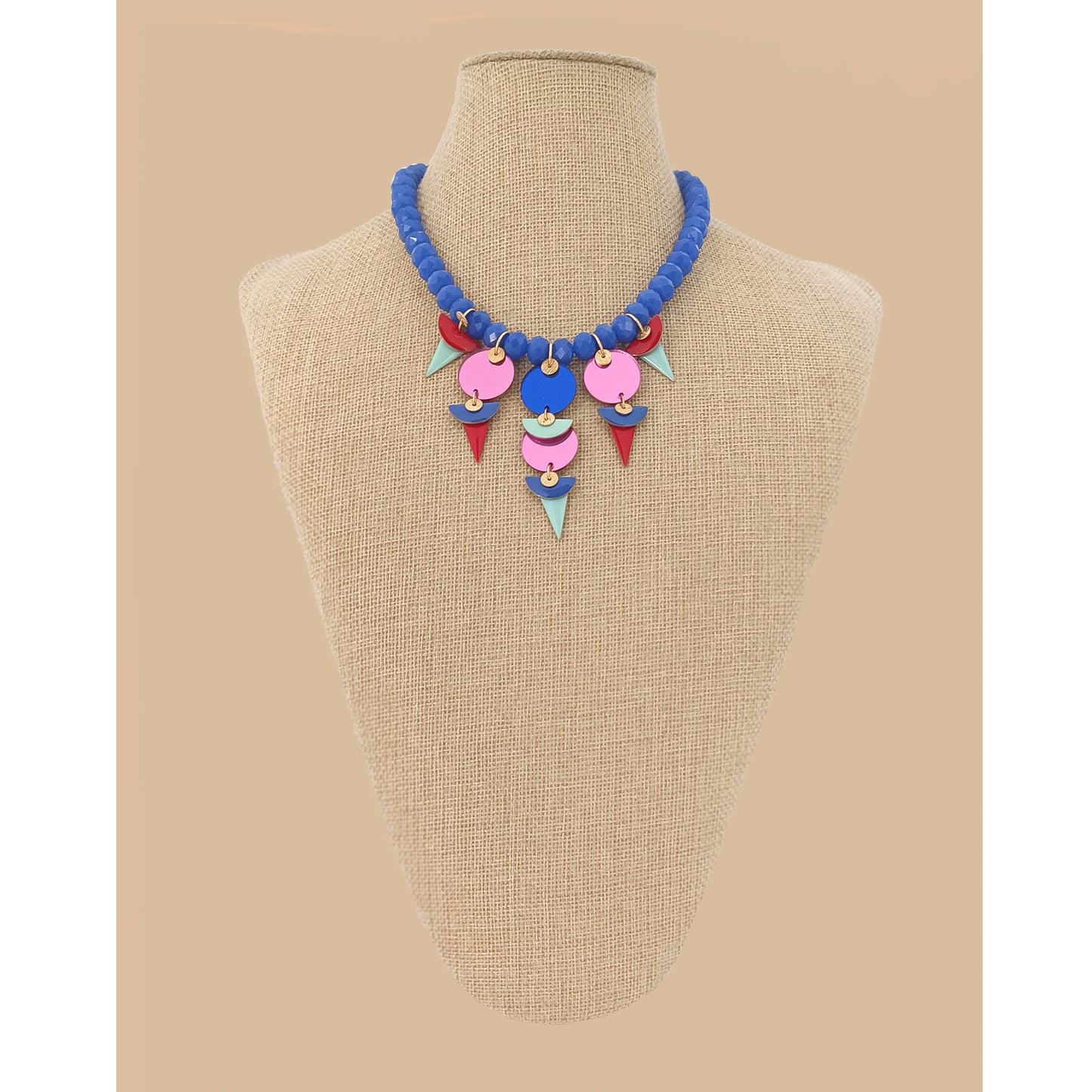 Collar GEOMETRÍA azul, rojo y rosa
