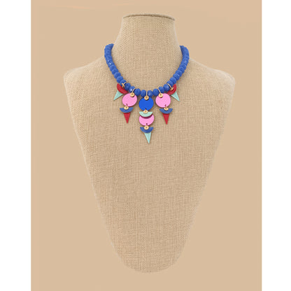 Collar GEOMETRÍA azul, rojo y rosa