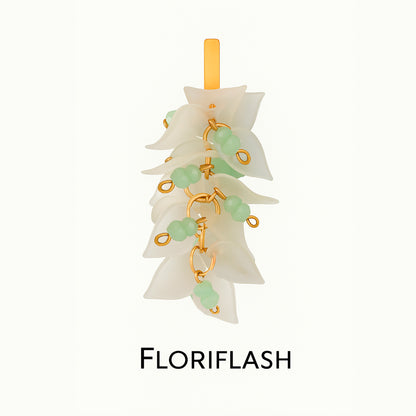 PENDIENTE FLORIFLASH XL BLANCO TRANSPARENTE Y VERDE MINT
