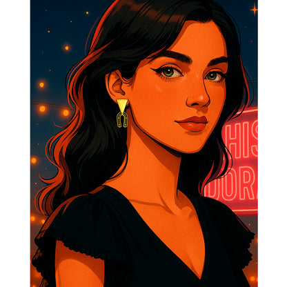 Pendiente CHISPA DORADA negra