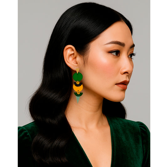 Pendiente GEOMETRÍA Verde-dorado