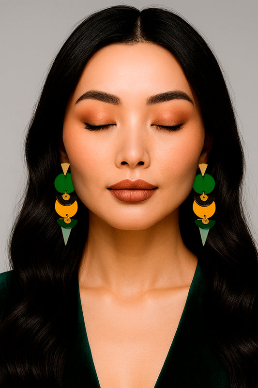 Pendiente GEOMETRÍA Verde-dorado