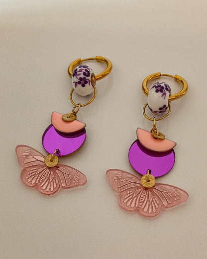 Pendiente aro mariposas